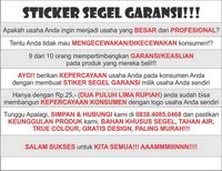Gambar Stiker segel Garansi fullcolour noncutting (bahan pecah telur) dari Samurai Printing Spesialis Stiker Segel Garansi Bahan Pecah Telur Kab. Tegal 4 Tokopedia