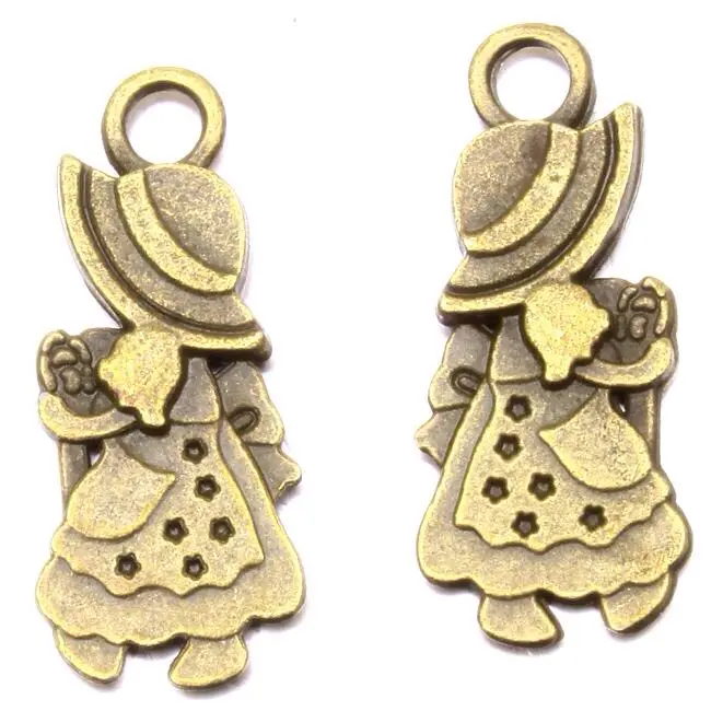 Girl antique bronze charm 0