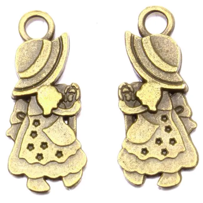 Girl antique bronze charm 2