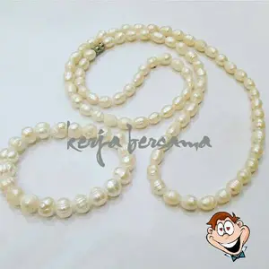 set kalung+gelang mutiara natural air tawar