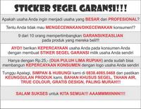 Gambar Stiker segel Garansi fullcolour dg cutting (bahan pecah telur) dari Samurai Printing Spesialis Stiker Segel Garansi Bahan Pecah Telur Kab. Tegal 4 Tokopedia