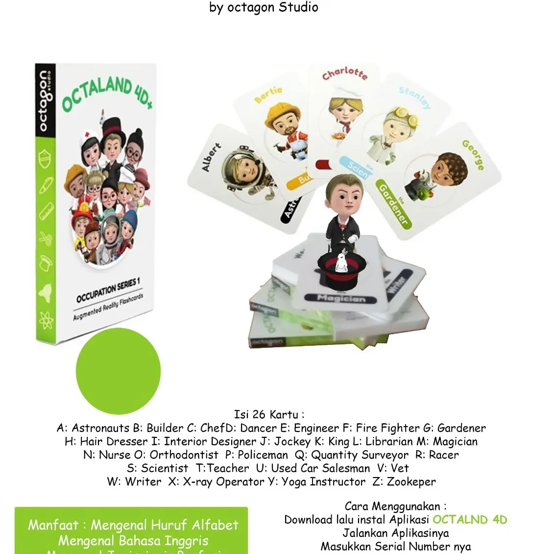 Flash Card Octaland 4D Occupation Education Kids ORI 100%