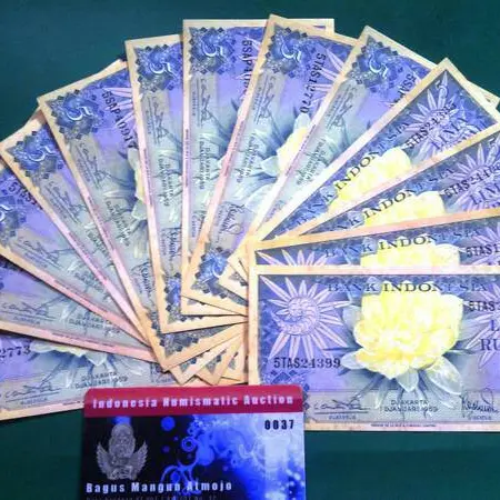 5 Rupiah Seri Bunga Thn 1959 Variasi 3 Huruf ( Mahar/ Koleksi )