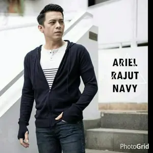 JAKET SWEATER RAJUT ARIEL NOAH BIRU NAVY SIZE M L XL XXL 2XL - RAJUT PREMIUM