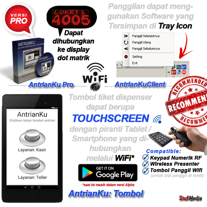 Gambar Software Antrian - AntrianKu versi Pro (1 Lisensi + CD) dari StufiMedia Kab. Banyumas Tokopedia