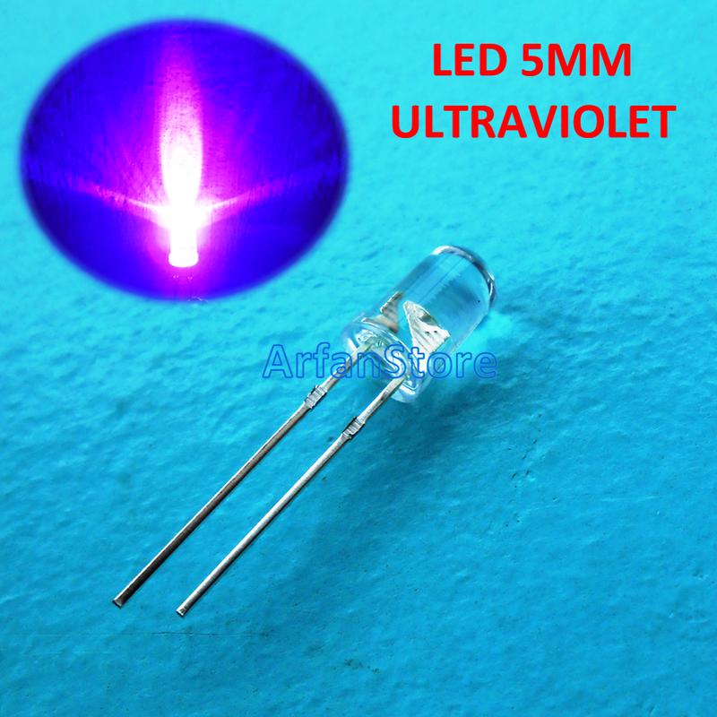 UV LED Ultraviolet 5mm Lampu Cahaya Ultra Violet Purple Deteksi Uang 0