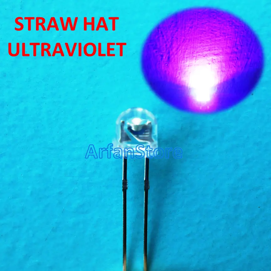 LED Straw Hat UV 5mm Ultraviolet Lampu Cahaya Ultra Violet / Purple