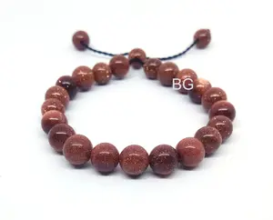 Fashion gelang batu natural pasir emas 8 mm - original bracelet stone