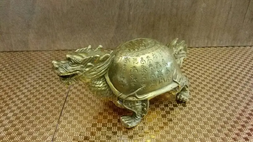 pajangan fengshui kura naga huruf panjang umur logam kuningan