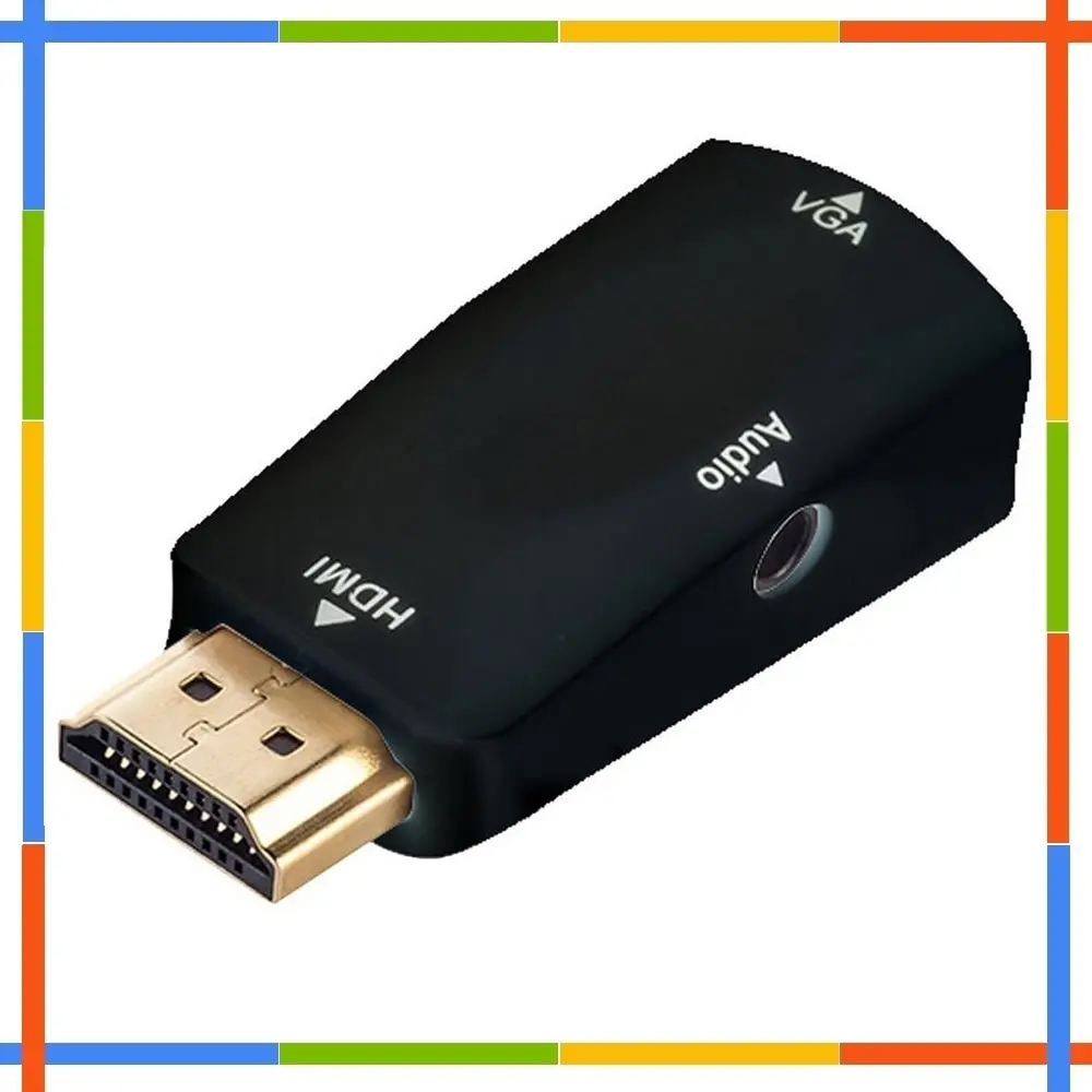 Converter HDMI to VGA Plus Audio Bentuk Dongle Packing Mika