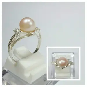 cincin perak mutiara laut pink