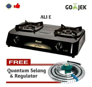 Paket Rinnai RI-302S Kompor Gas 2Tungku + Quantum Selang Regulator