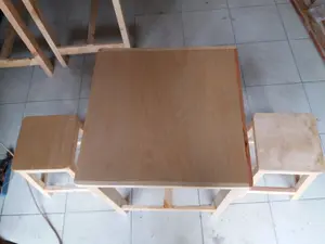MEJA MAKAN KAYU JATI BELANDA UKURAN ( 60X60X75) 1 SET (1MEJA 2 KURSI )