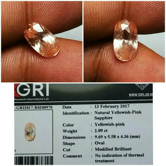 Batu Pink Sapphire Ceylon Srilanka No Heat Memo 2.09 crt
