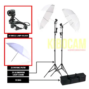 Paket Lampu Studio (Payung,Lamp Holder,Light Stand)