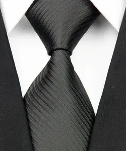 Dasi Panjang Pria Motif Salur Hitam / Black - Lebar 3 inch ( 7 - 8cm)