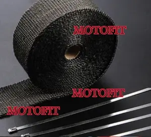 Black Glass Fiber Hitam Pembalut Peredam Panas Knalpot Exhaust Wrap