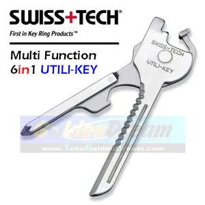 Swiss Tech 6in1 Utili Key Ring Multi Tool Folding Knife Pocket Kunci