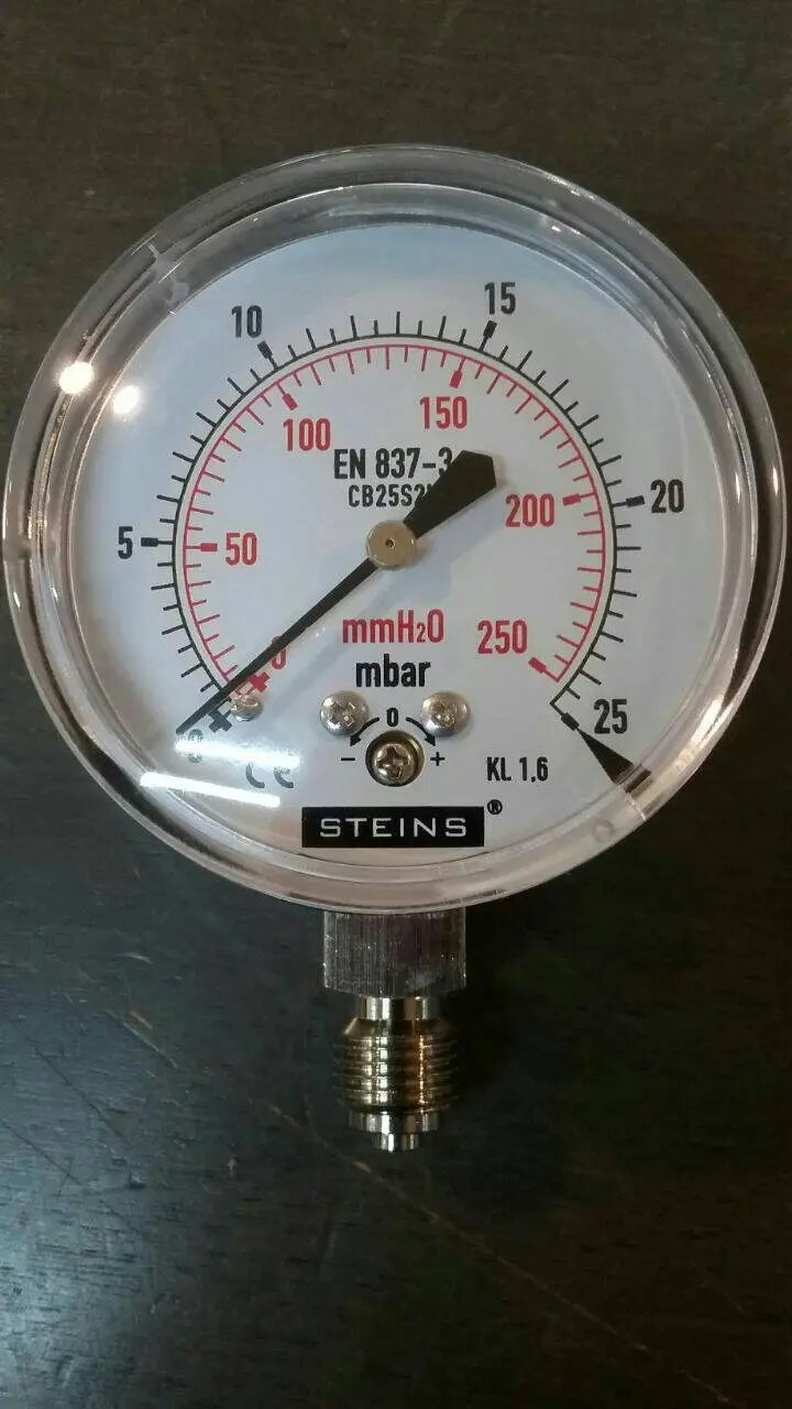 Pressure Gauges gauge Steins EN 837-3 CB25SS2L 60 mbar Milli bar Asli
