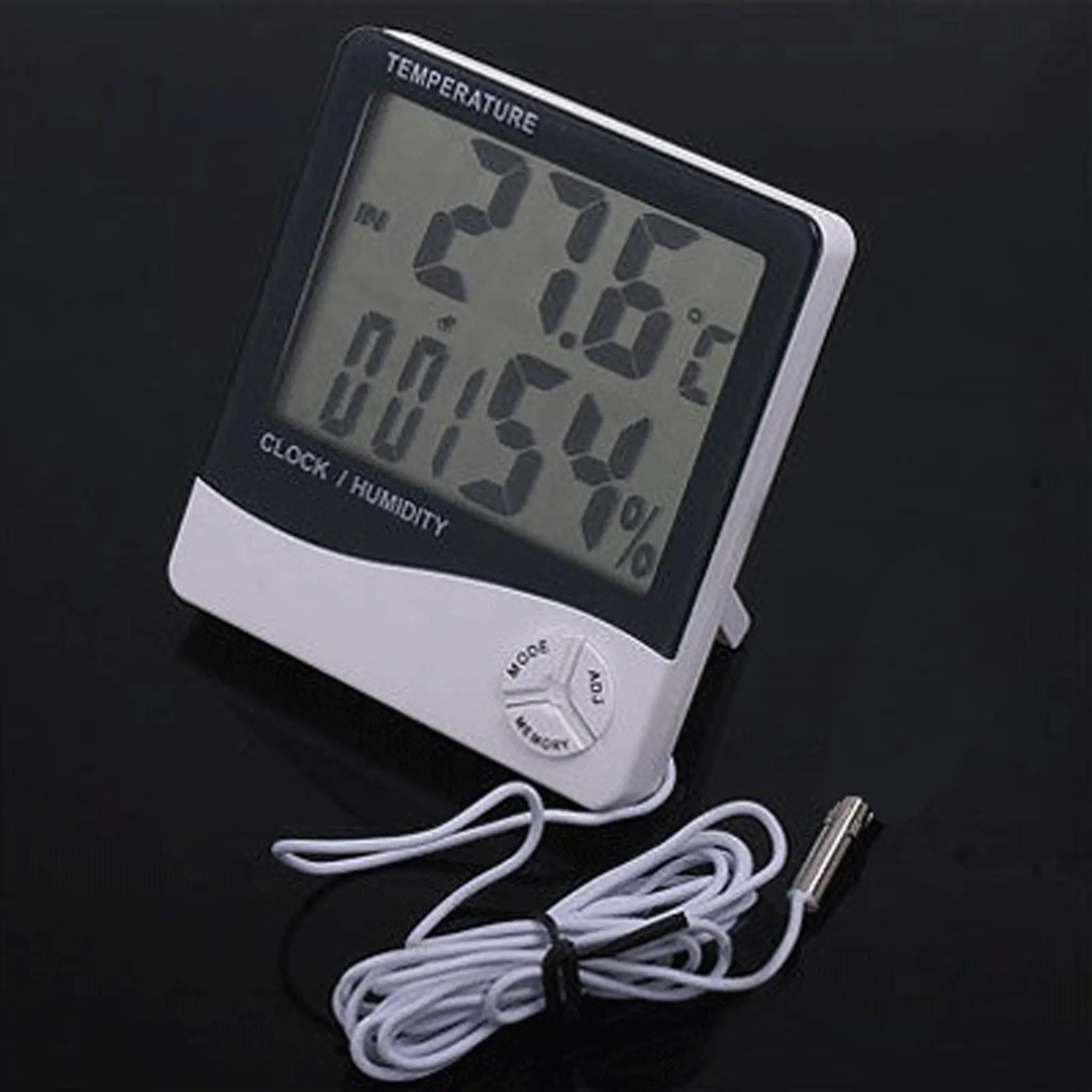 Jam Digital Meter Kelembapan %RH Ruang + Kabel Sensor Suhu In-Outdoor