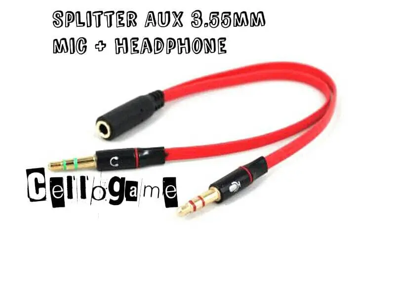 KABEL AUX MERAH MIC+HEADPHONE Jack Audio 1 Female to 2 Male Splitter Y