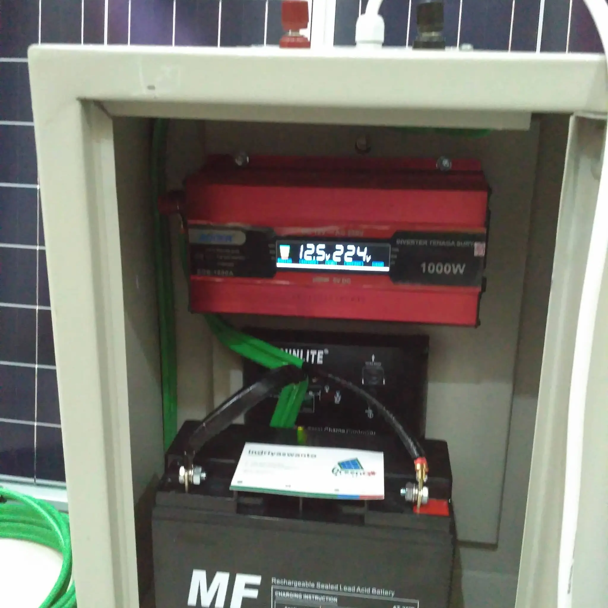 Paket Solar cell 100WP inverter semi pure sine 1000watt