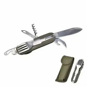 Sendok garpu set army 7 in 1 / survival outdoor / pisau gunung