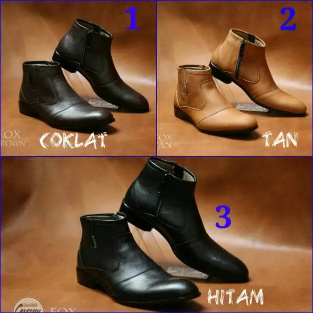 Sepatu Pantofel Zipper Tinggi Cevany Original Kulit Sapi Asli 0