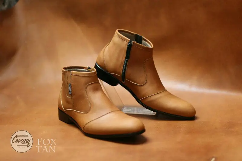 Sepatu Pantofel Zipper Tinggi Cevany Original Kulit Sapi Asli 3