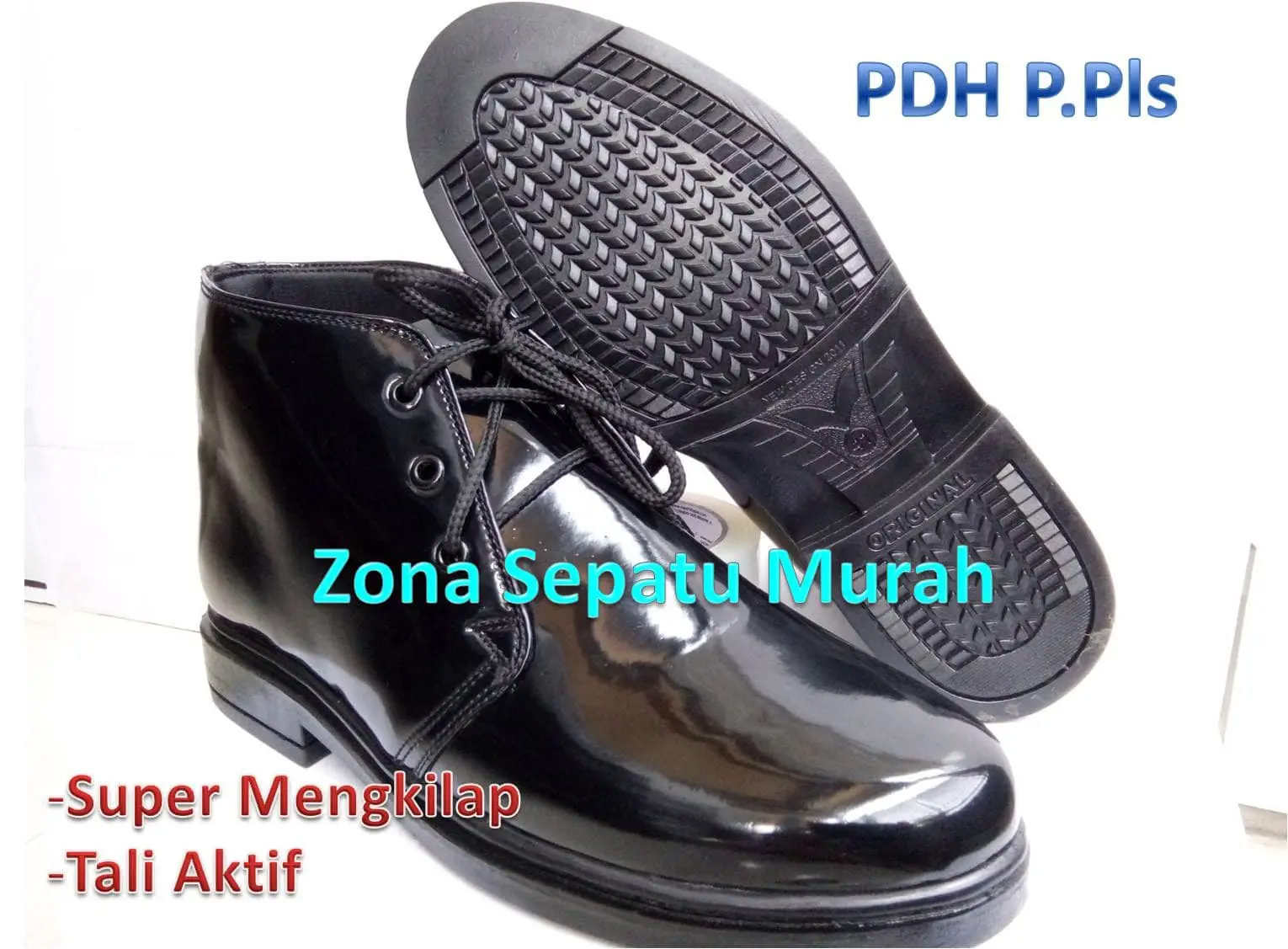 Sepatu PDH P-PLS Standar TNI-Polri | Hitam Mengkilap