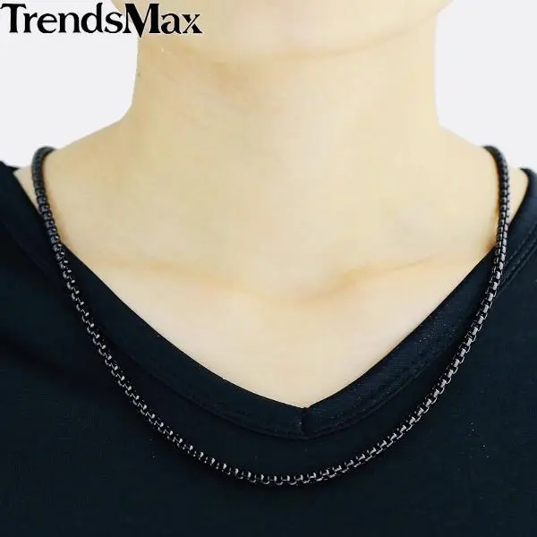 Kalung Rantai Titanium Hitam Black Pria