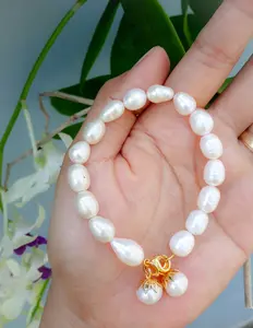 gelang rodhium full mutiara tawar asli lombok