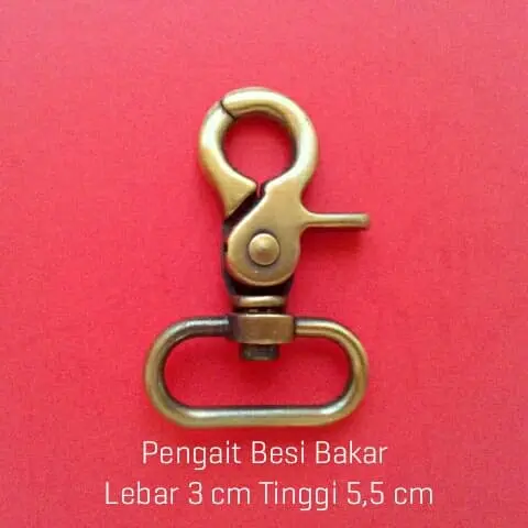 Pengait Cantolan Besi Bakar Lebar 3 cm Panjang 5,5 cm untuk Tali Tas
