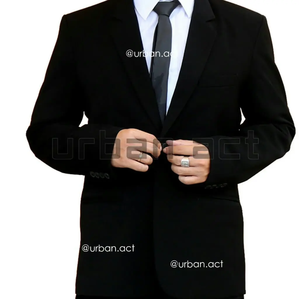 jas formal slim kancing 1 single button jetblack hitam pekat urban act