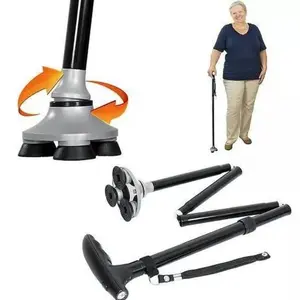 Original Tongkat Lipat LED Alat Bantu Jalan Orang Tua Camping Mendaki