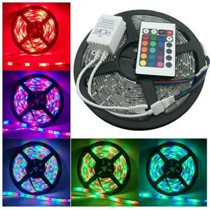 Lampu led strip RGB warna warni 5 meter ac 220 v + Adapter+Remote