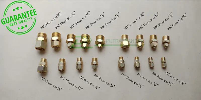 Male Connector 6mm x M 1/4 - Kuningan 1