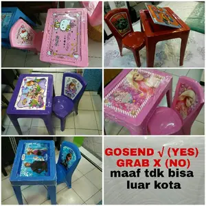 Meja kursi set hello Kitty barbie Spiderman hotwel