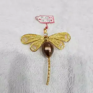 Bros emas 22 karat mutiara laut asli lombok , Mutiara lombok asli