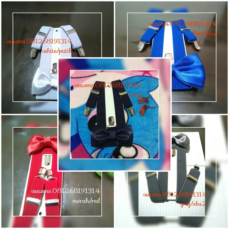 paket suspender abu2/ bretel/ tali jojon 2,5 cm + dasi kupu dewasa 1