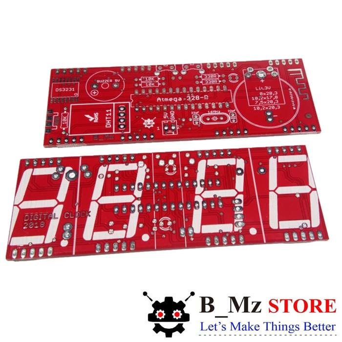 Gambar PCB jam digital 7 segment 1 Inch + suhu + humidity SUPPORT ARDUINO UNO dari bmzstorejogja Kab. Sleman Tokopedia