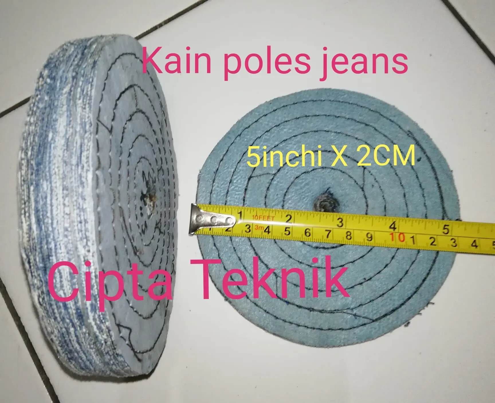 Kain Poles Jeans 5 inchi x 2 cm Roda Poles Diameter 5inch Tebal 2cm