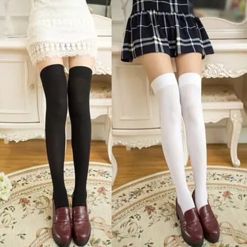 OKSK kaos kaki stocking sepaha putih white overknee socks