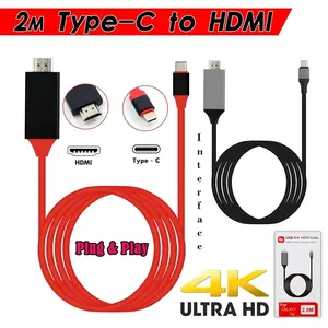 USB Type-C ( usb 3.1 ) To HDMI Adapter / HDTV 4K Panjang 2 Meter