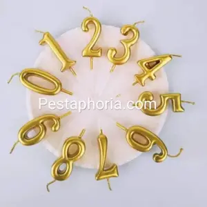 Lilin Angka Ulang Tahun Ultah / Birthday Numeric Candle Warna Gold