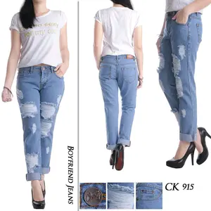 Celana Jeans Boyfriend JUMBO Sobek Full Furing CK 915 676