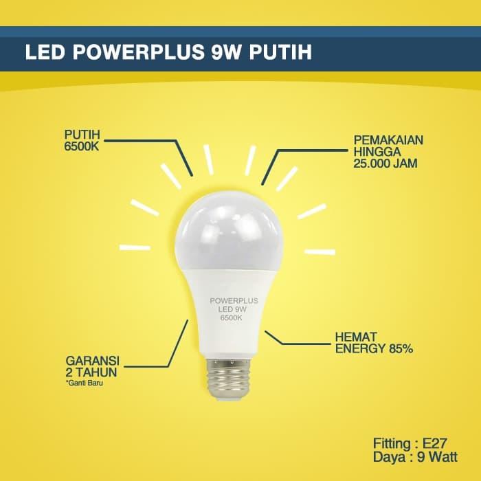 Gambar Lampu Led 9w Powerplus Lampu Led 9watt Putih lampu Led Bohlam 9 watt dari Powerplus Indonesia Kab. Tangerang Tokopedia
