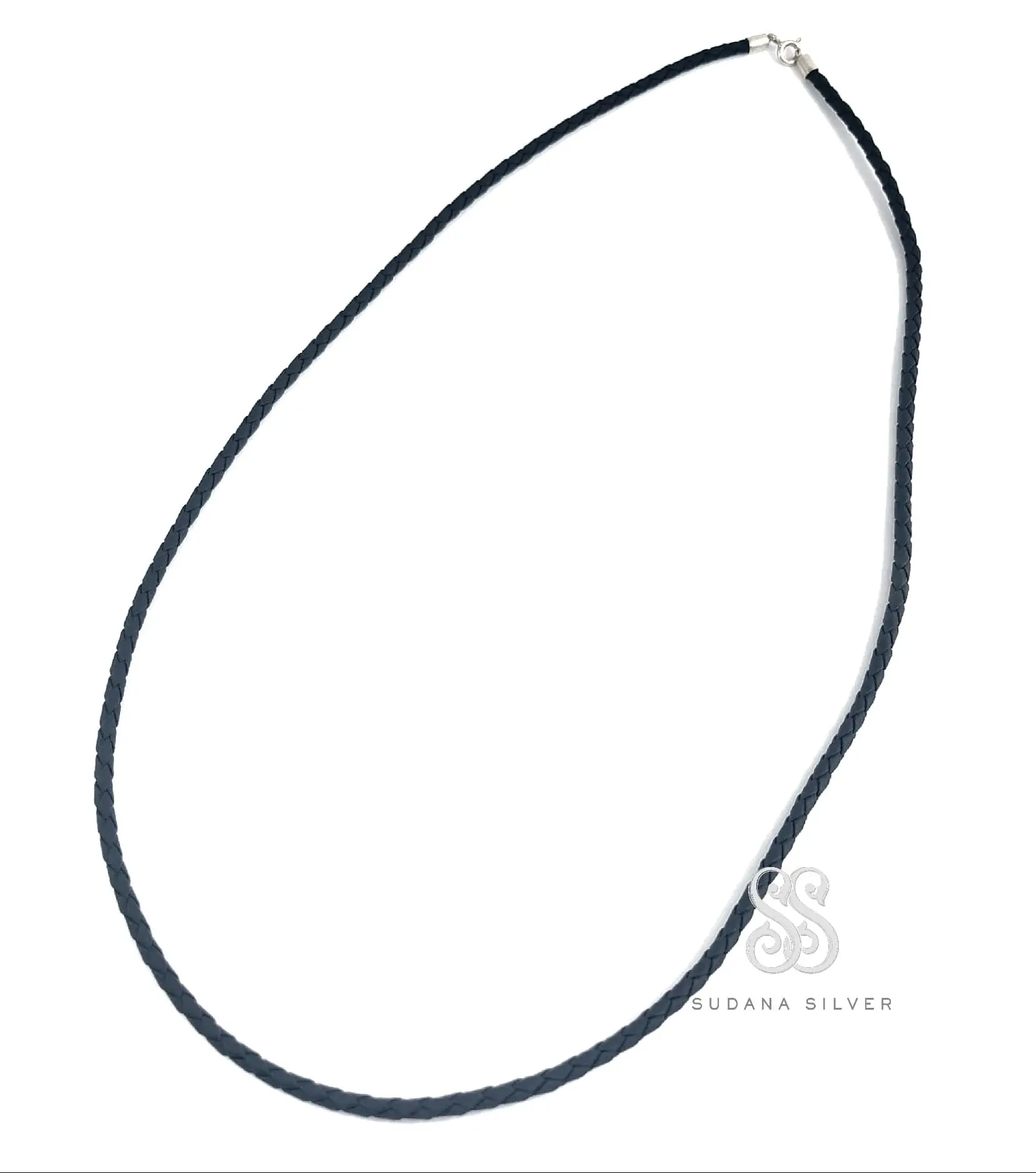 Kalung Kulit Motif Kepang Kombinasi Perak Silver 925 Bali