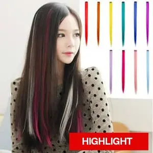 clip on 55cm hair clip warna-warni highlight rambut palsu klip