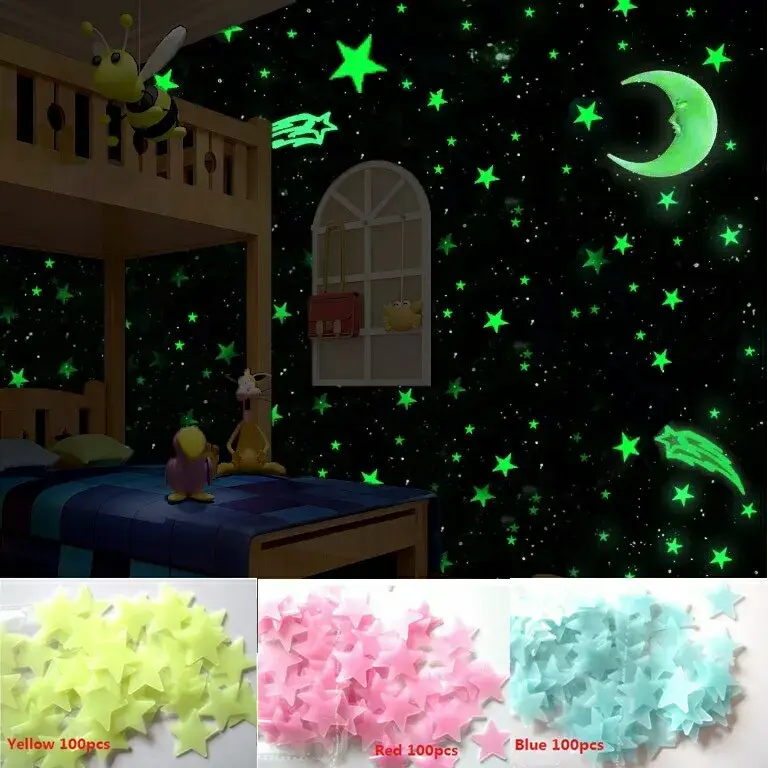 Glow in The Dark 3D stars 100pcs